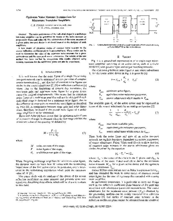 Pdf Optimum Noise Measure Terminations For Microwave Transistor Amplifiers Clive Poole Academia Edu Pdf Optimum Noise Measure Terminations