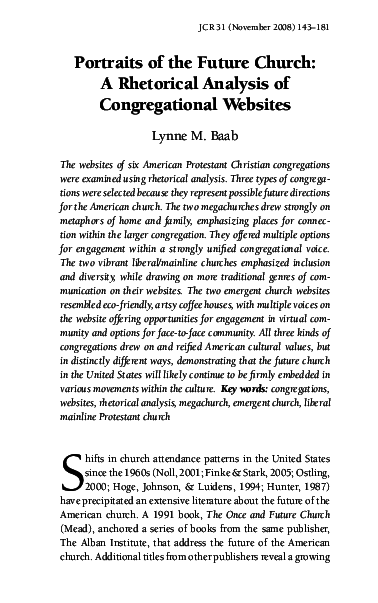 (PDF) Portraits of the Future Church: A Rhetorical Analysis of ...