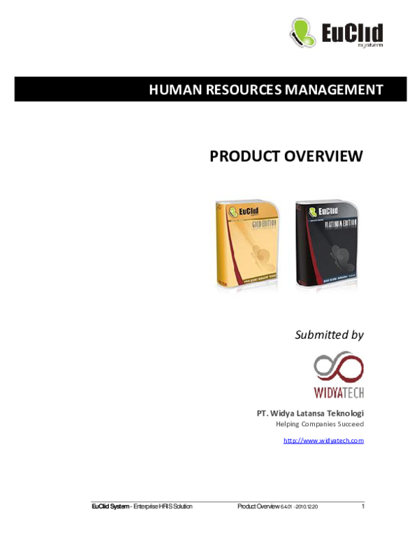 EuClid System -Enterprise HRIS Solution HUMAN RESOURCES MANAGEMENT ...