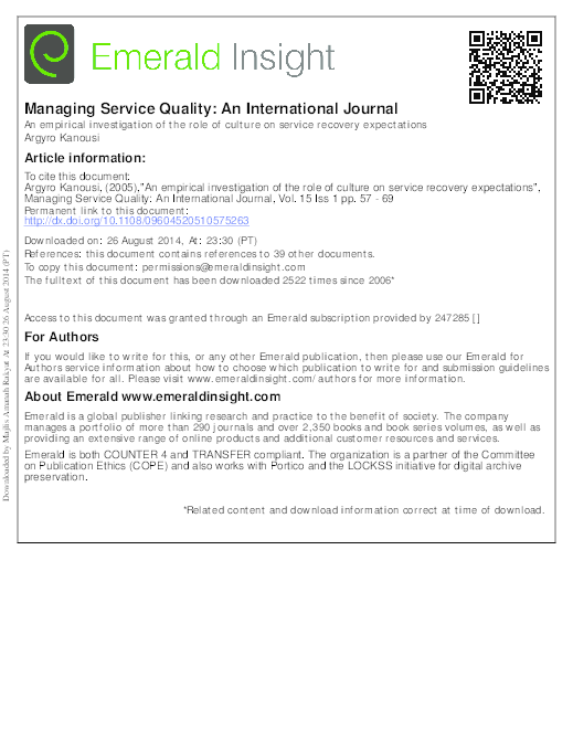 (PDF) Managing Service Quality: An International Journal