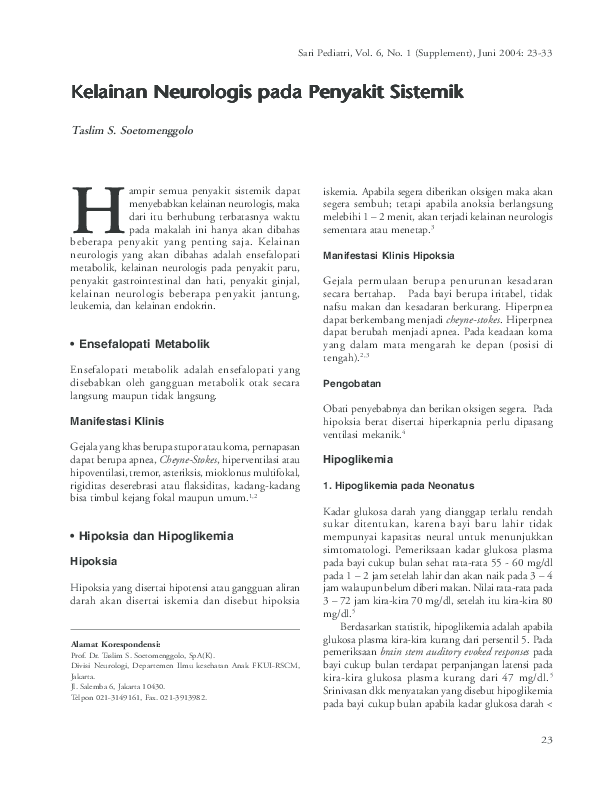 (PDF) Kelainan Neurologis pada Penyakit Sistemik Kelainan Neurologis