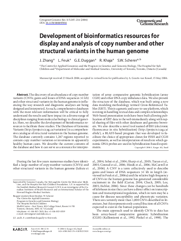 (PDF) Development of bioinformatics resources for display and analysis ...