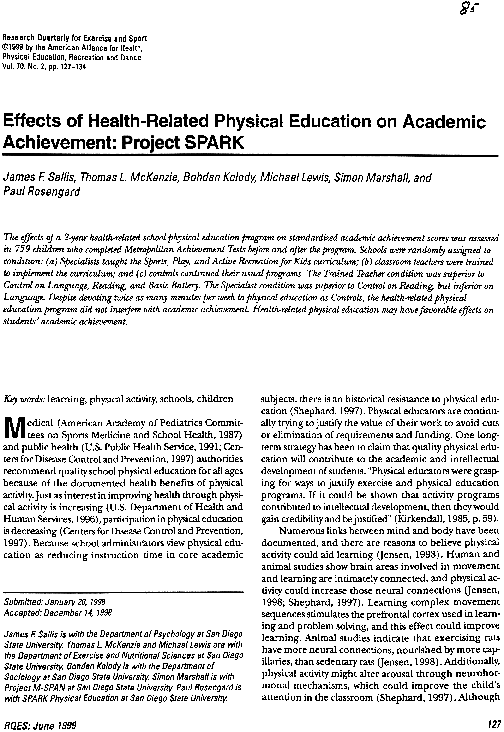 (PDF) Effects of health-related physical education on academic ...