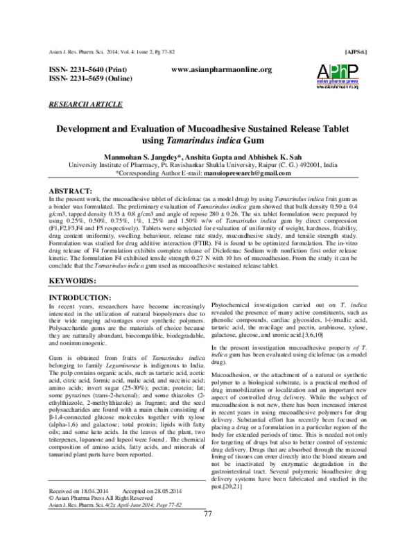 (PDF) Development and Evaluation of Mucoadhesive Sustained Release ...