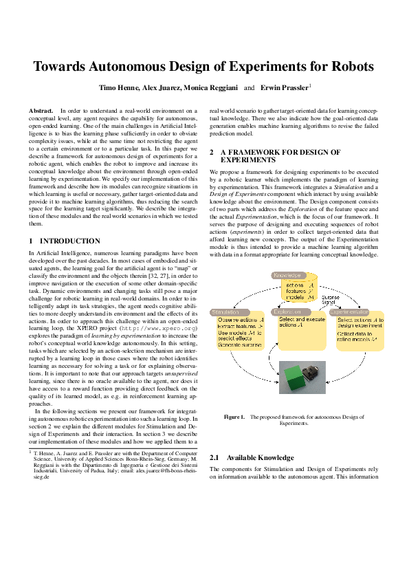 (PDF) Towards autonomous design of experiments for robots