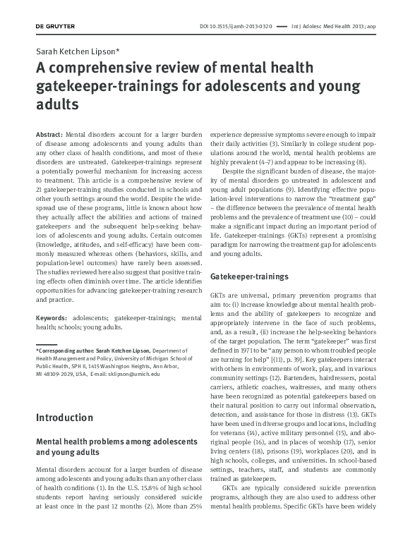 (PDF) A comprehensive review of mental health gatekeeper-trainings for ...