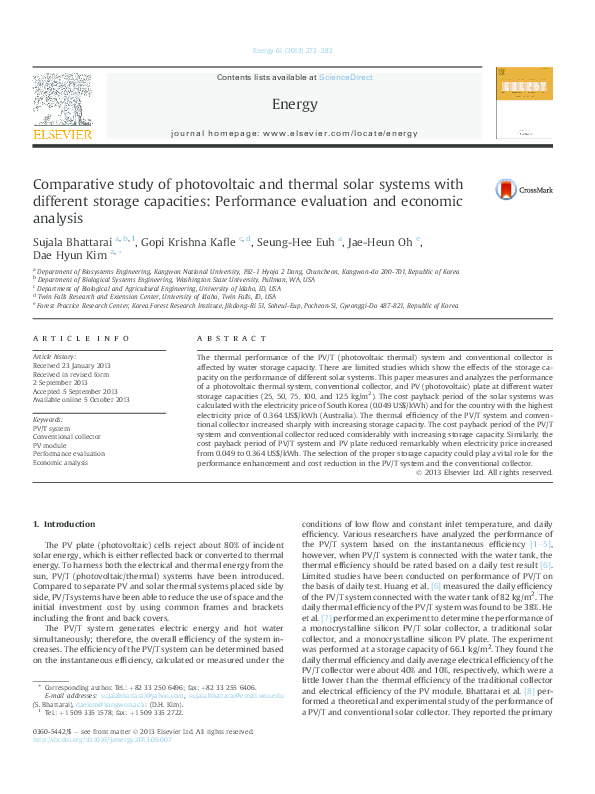 (PDF) Comparative study of photovoltaic and thermal solar systems with ...