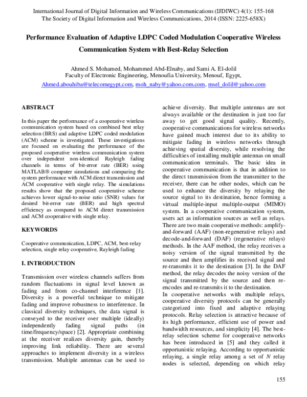 (PDF) Performance Evaluation of Adaptive LDPC Coded Modulation ...