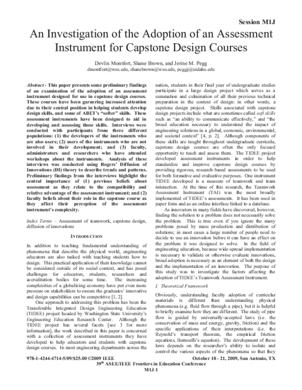 (PDF) An investigation of the adoption of an assessment instrument for ...