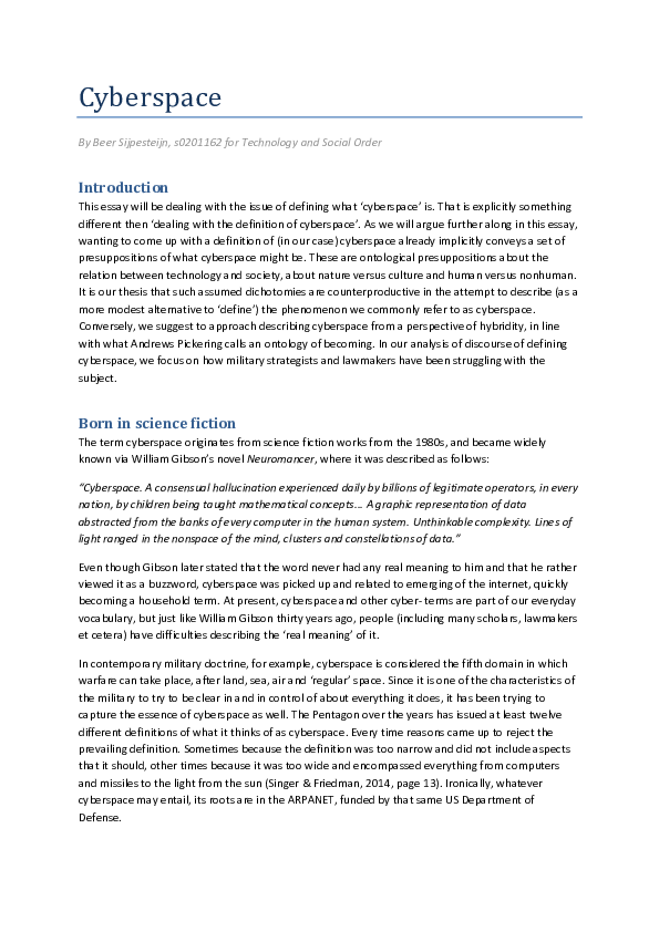 Pdf Describing Cyberspace