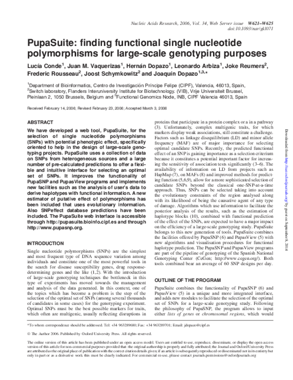 (PDF) PupaSuite: finding functional single nucleotide polymorphisms for ...
