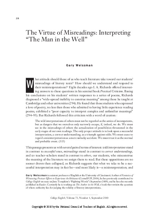 (PDF) The Virtue of Misreadings Interpreting 