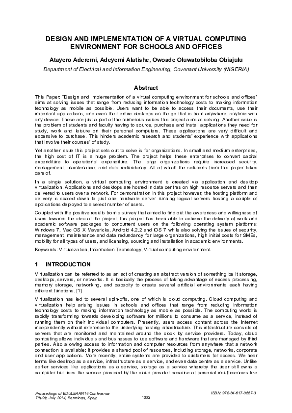  pdf design and implementation of a virtual computing environment for