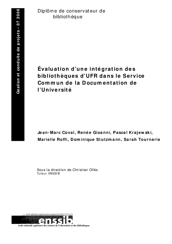 (PDF) Évaluation d'une intégration des bibliothèques