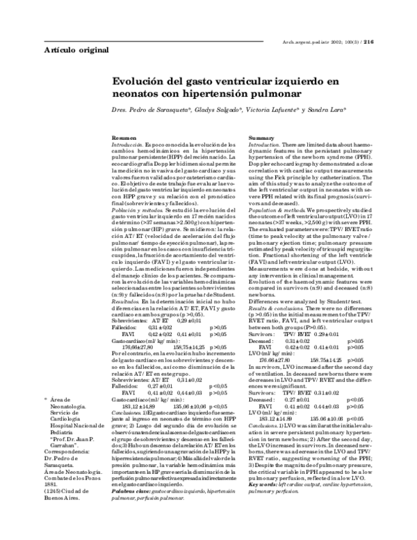 Hipertensión pulmonar pediatria 2000