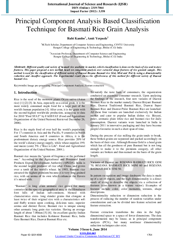 (PDF) Principal Component Analysis Based Classification Technique for ...
