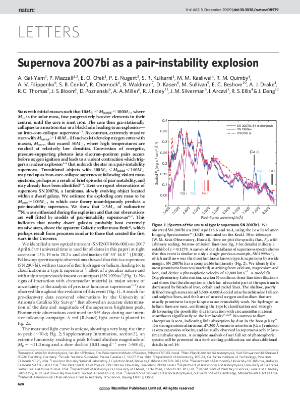 (PDF) Supernova 2007bi as a pair-instability explosion