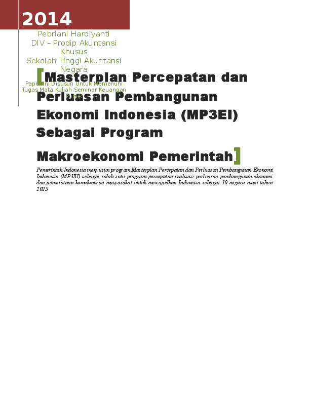 (DOC) Masterplan Percepatan dan Perluasan Pembangunan Ekonomi Indonesia ...