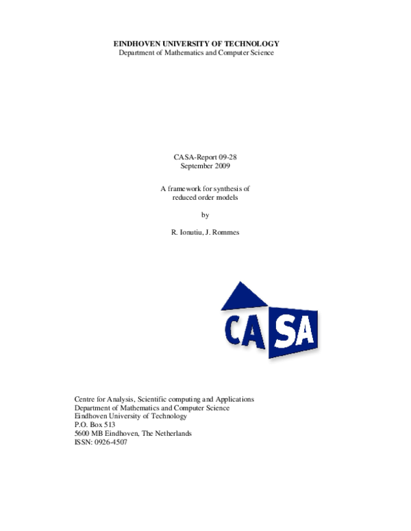 (PDF) A framework for synthesis of reduced order models
