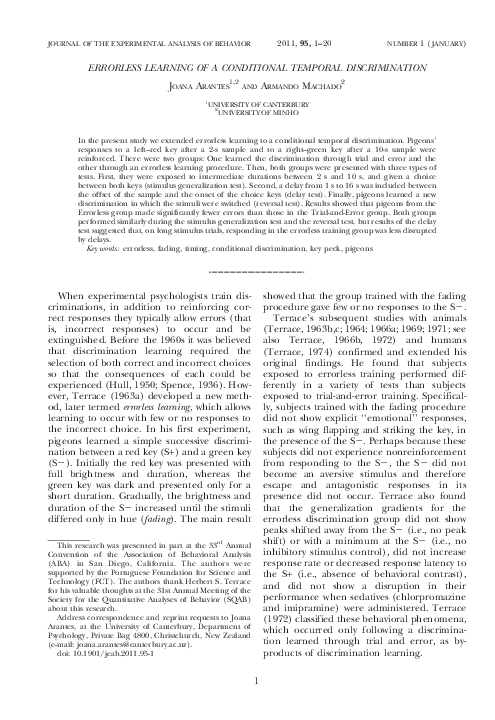 (PDF) ERRORLESS LEARNING OF A CONDITIONAL TEMPORAL DISCRIMINATION