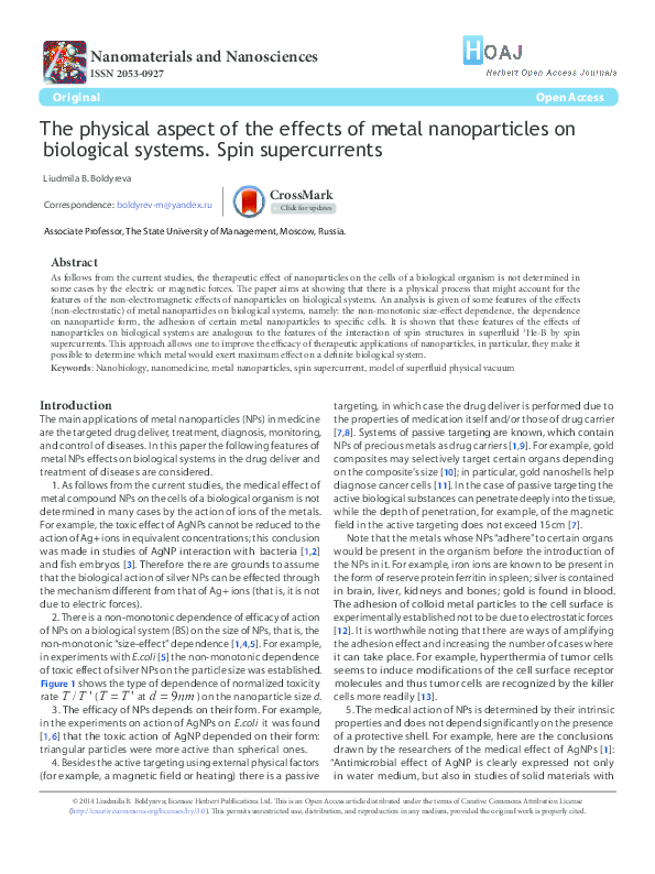 (PDF) The physical aspect of the effects of metal nanoparticles on ...