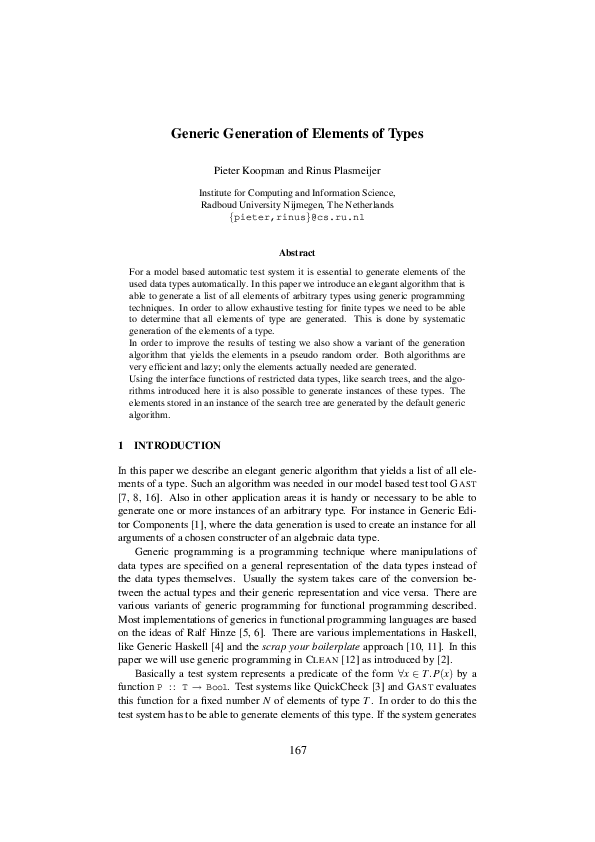 (PDF) Generic Generation of Elements of Types