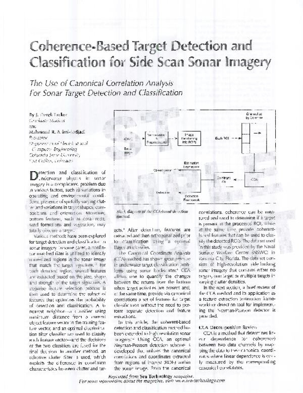 (PDF) Coherence-Based Target Detection Classification for Side Scan Sonar