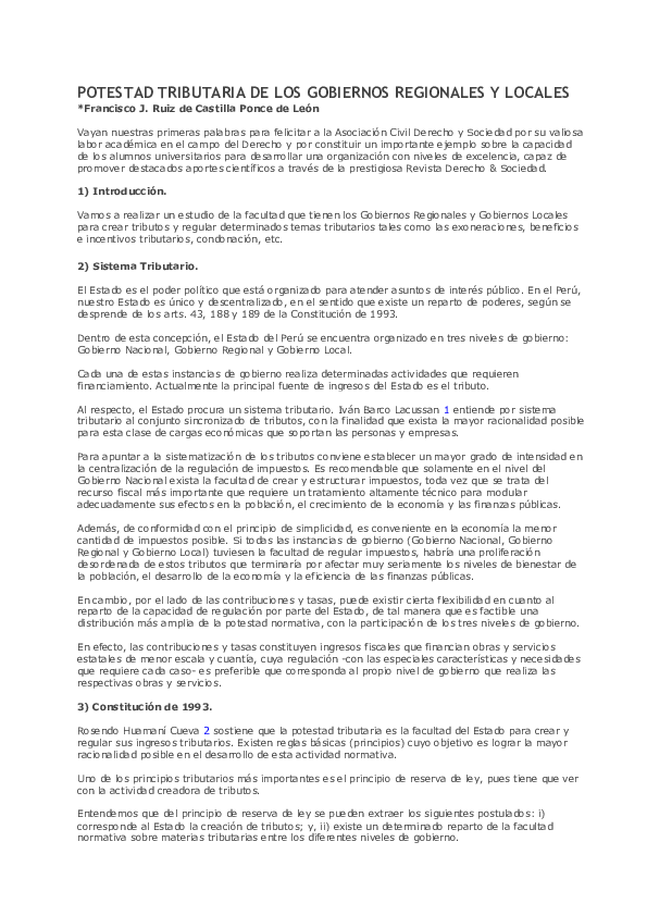(PDF) Potestad tributaria de los gobiernos regionales y locales