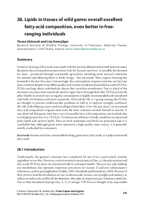 (PDF) Lipids in tissues of wild game: overall excellent fatty acid ...