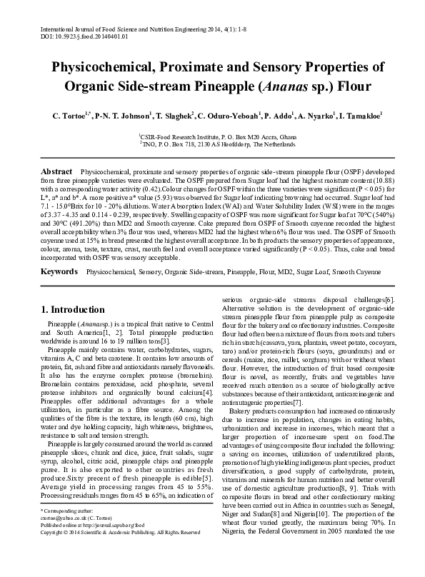 (PDF) Physicochemical, Proximate and Sensory Properties of Organic Side ...