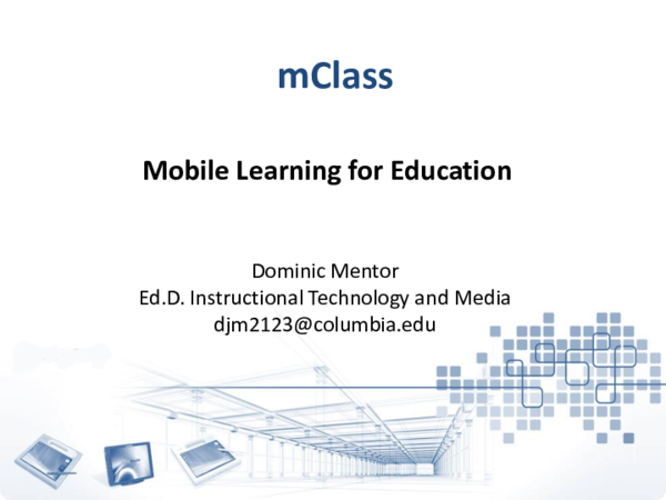 (PDF) M-Class: Mobile learning for teaching and learning
