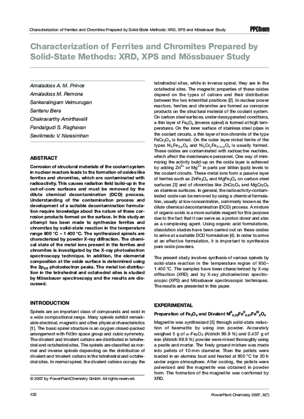 (PDF) Characterization of Ferrites and Chromites Prepared by Solid ...
