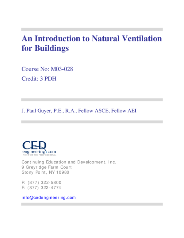 (PDF) An Introduction to Natural Ventilation for Buildings Course No ...