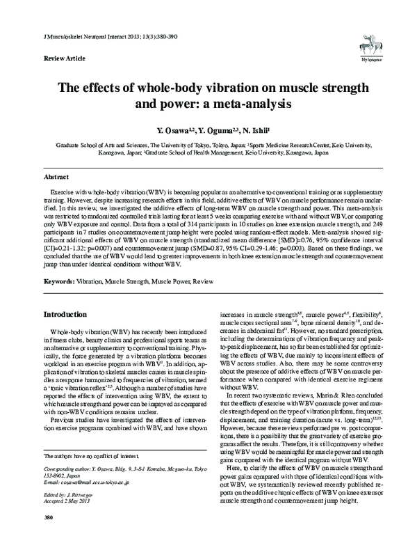 (PDF) The effect of whole body vibration on muscle strength and power