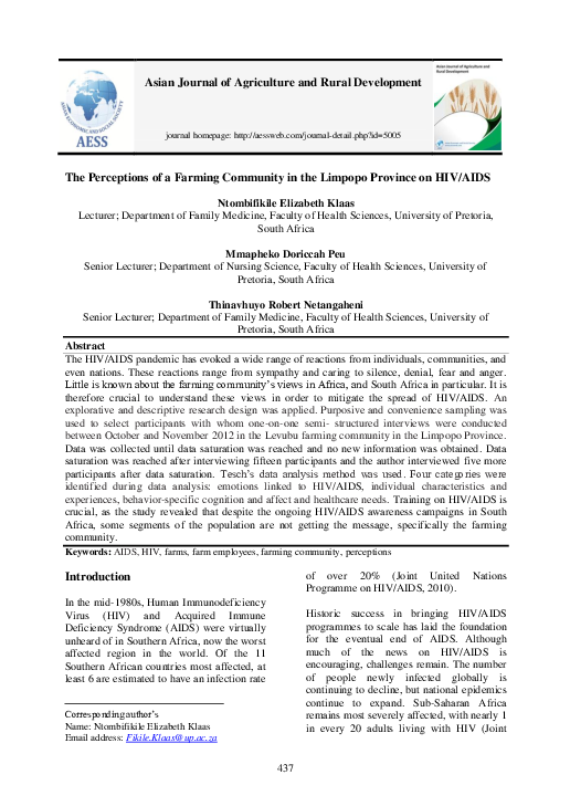 (PDF) The Perceptions of a Farming Community in the Limpopo Province on ...