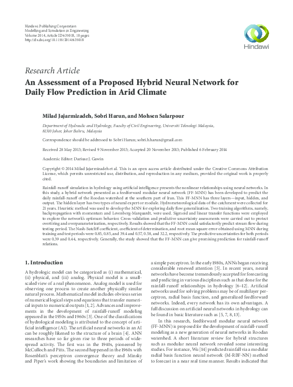 (PDF) An Assessment of a Proposed Hybrid Neural Network for Daily Flow ...