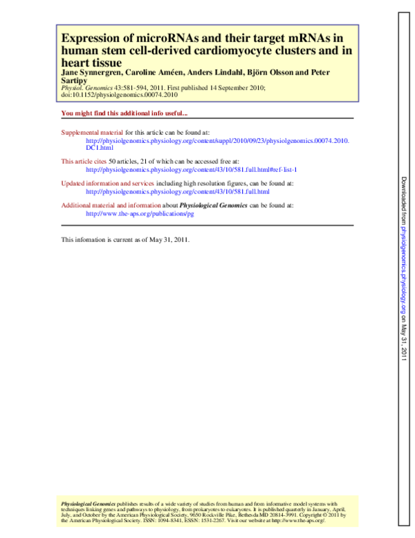 (PDF) Expression of microRNAs and their target mRNAs in human stem cell ...