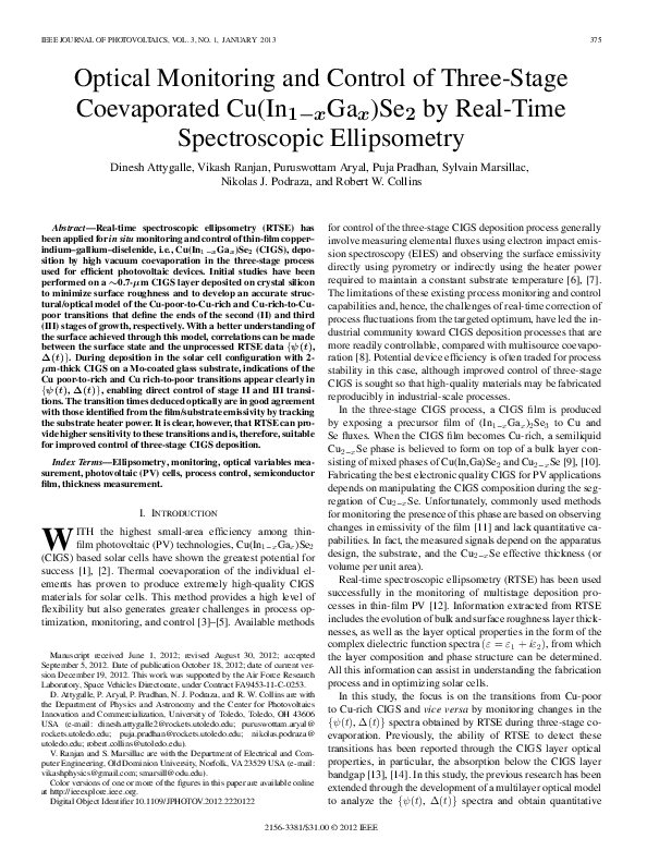 (PDF) Optical Monitoring and Control of Three-Stage Coevaporated CIGS ...