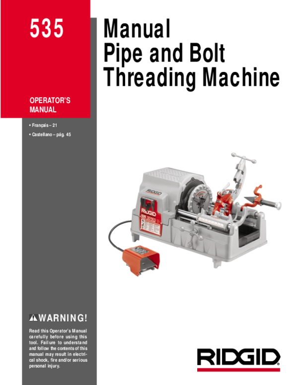 (PDF) Manual Pipe and Bolt Threading Machine 535 Manual Pipe and Bolt
