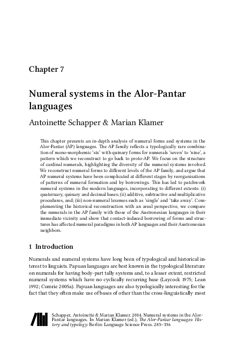 (PDF) Numeral systems in the AlorPantar languages