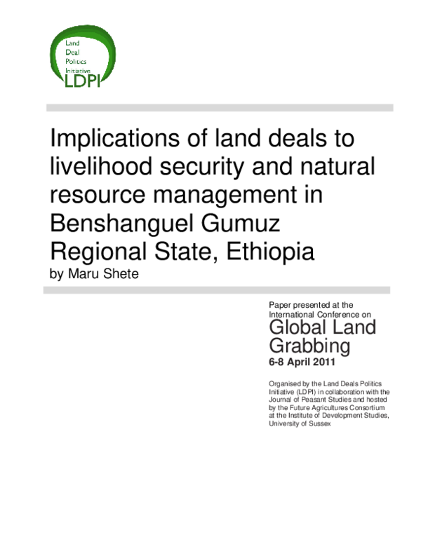 (PDF) Implications of large-scale land acquisition to livelihood ...