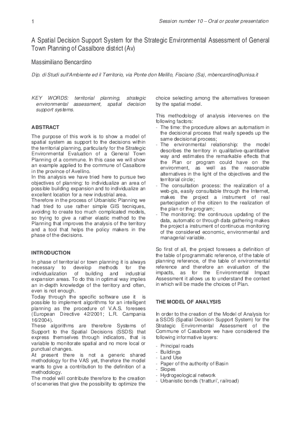 (PDF) Spatial Decision Support System for the Strategic Environmental ...