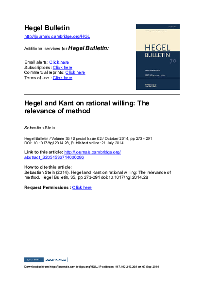 (PDF) Article: 'Hegel and Kant on rational willing: The relevance of ...