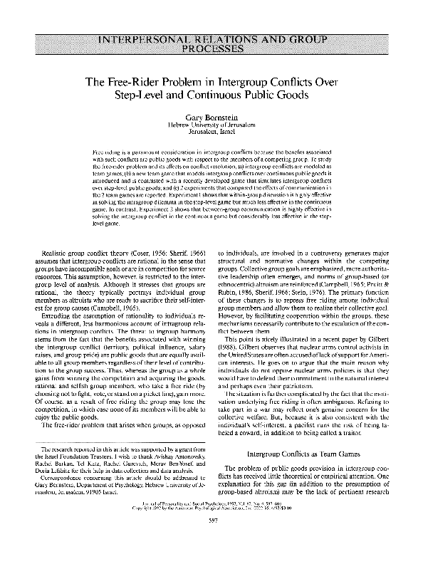 (PDF) The free-rider problem in intergroup conflicts over step-level ...