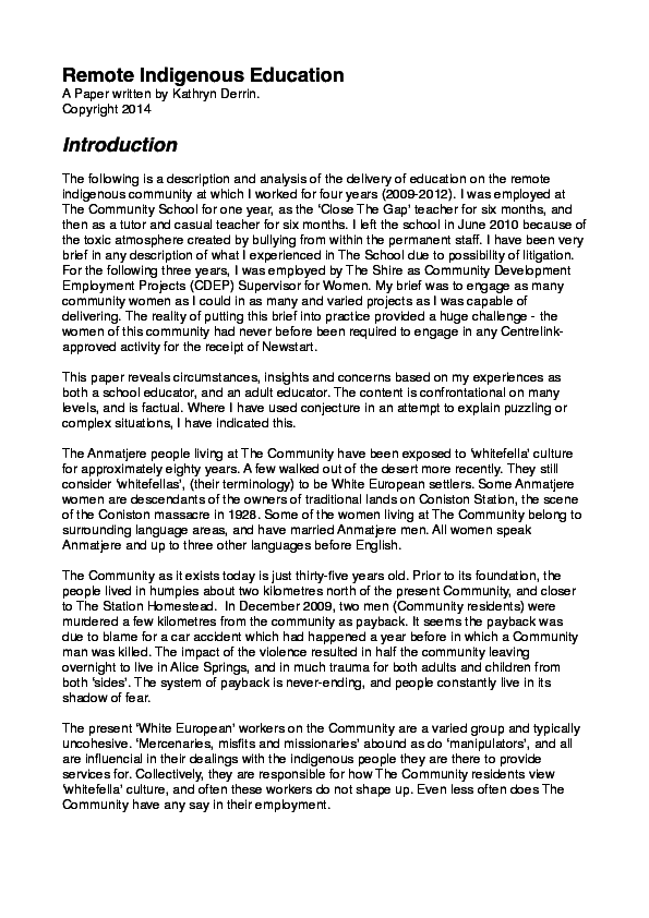 (PDF) Remote Indigenous Education