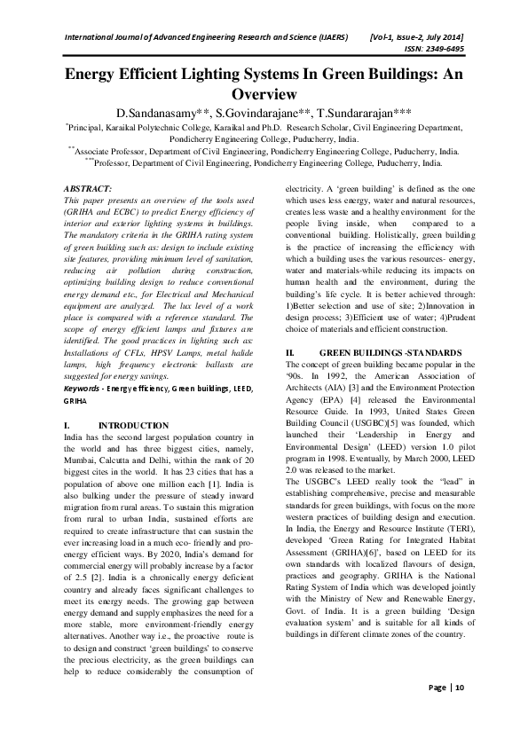 (PDF) Energy Efficient Lighting Systems In Green Building s An