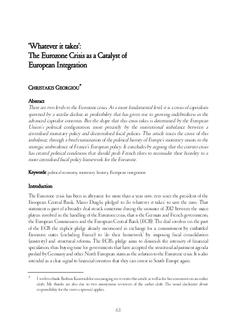 (PDF) 'Whatever it takes': The Eurozone Crisis as a Catalyst of ...