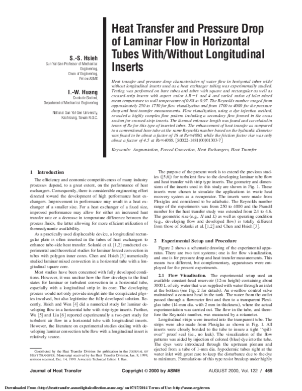 (PDF) Heat Transfer and Pressure Drop of Laminar Flow in Horizontal ...