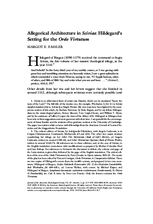 Allegorical Architecture in Scivias: Hildegard's Setting for the Ordo Virtutum