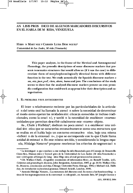  PDF 2006 con Hern n Mart nez An lisis Pros dico De Algunos 